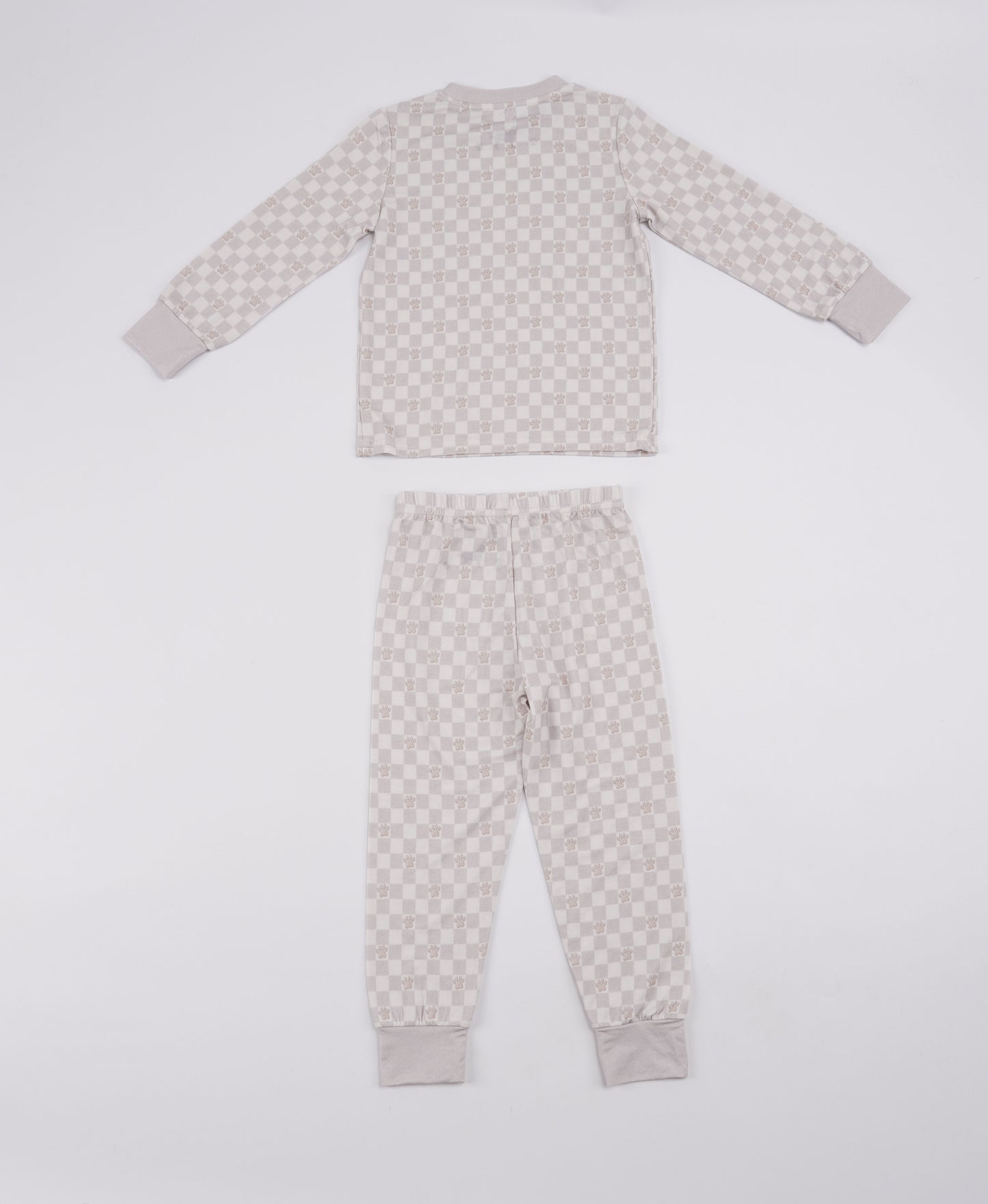 Neutral checkered paw prints