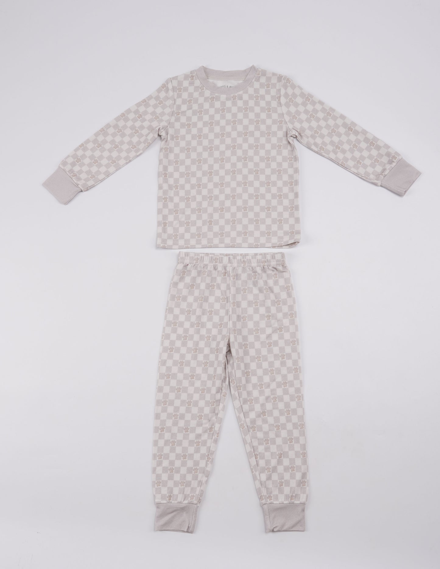 Neutral checkered paw prints