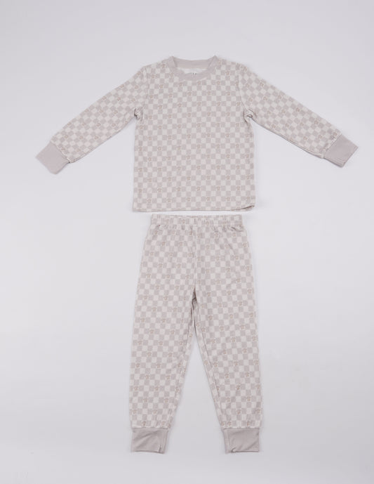 Neutral checkered paw prints